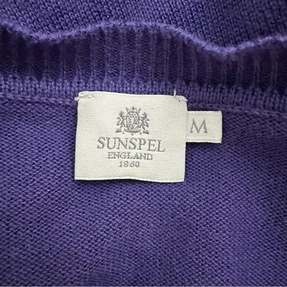 Sunspel England Purple Knit Sweater Classic Long Sleeve Pullover - Picture 5 of 5